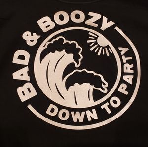 🚨 Bad and Boozy Black and Rose Gold Tee Shirt Large